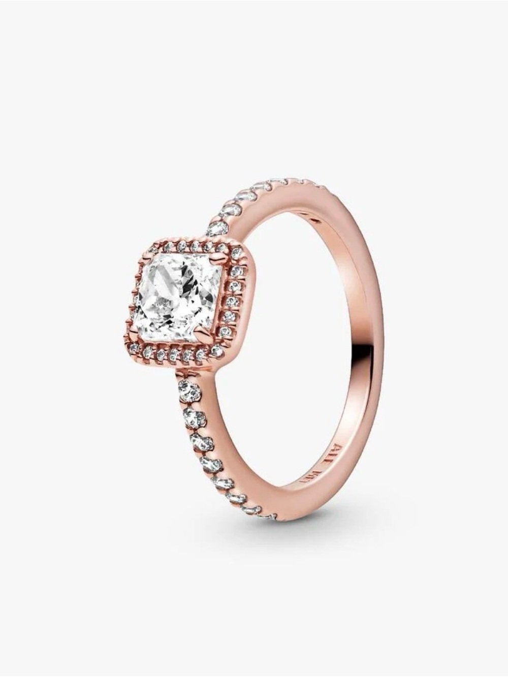 Genuine PANDORA Square Sparkle Ring; 198863 Rose Gold